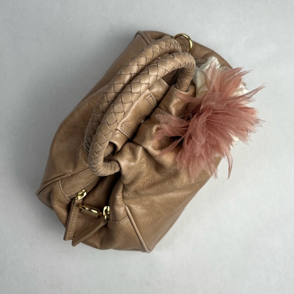 Talbots Tan Leather Handbag with Floral Accent - Picture 11 of 16